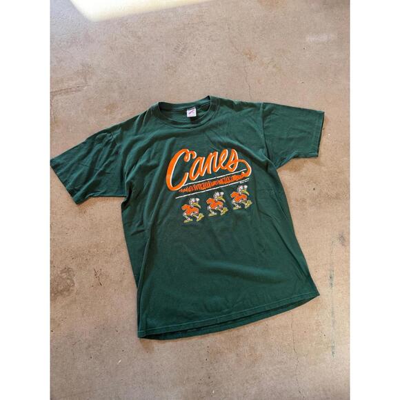 VTG Miami Hurricanes Canes Jerzees Tee Sz XL - Picture 2 of 4